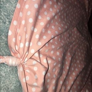 A Light pink&white polka dot crop top